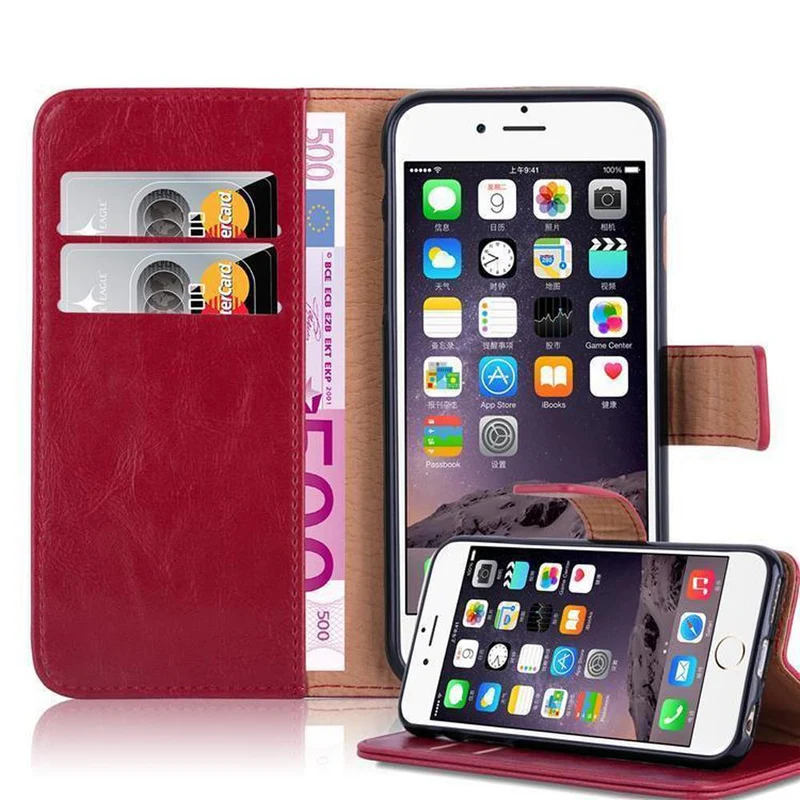 Cadorabo Hülle kompatibel mit Apple iPhone 6 PLUS / 6S PLUS Schutzhülle mit Magnetverschluss, Standfunktion und Kartenfach