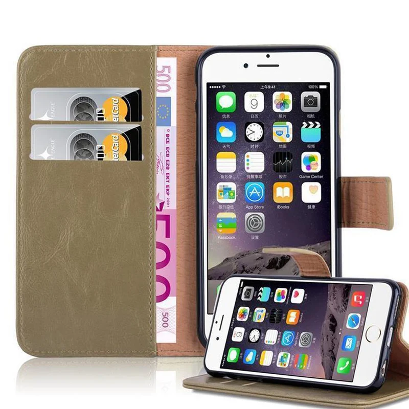 Cadorabo Hülle kompatibel mit Apple iPhone 6 PLUS / 6S PLUS Schutzhülle mit Magnetverschluss, Standfunktion und Kartenfach