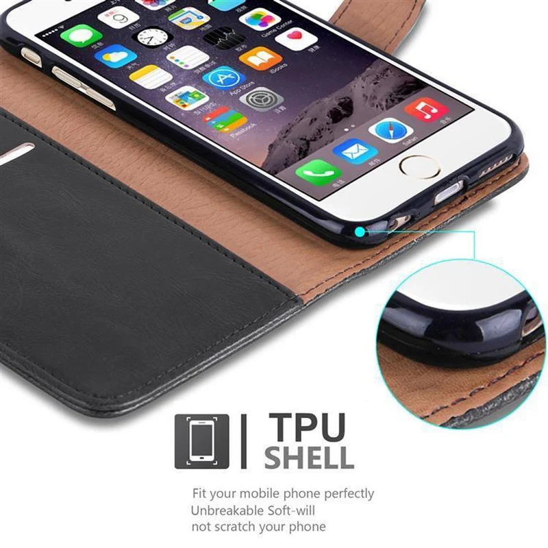 Cadorabo Hülle kompatibel mit Apple iPhone 6 PLUS / 6S PLUS Schutzhülle mit Magnetverschluss, Standfunktion und Kartenfach
