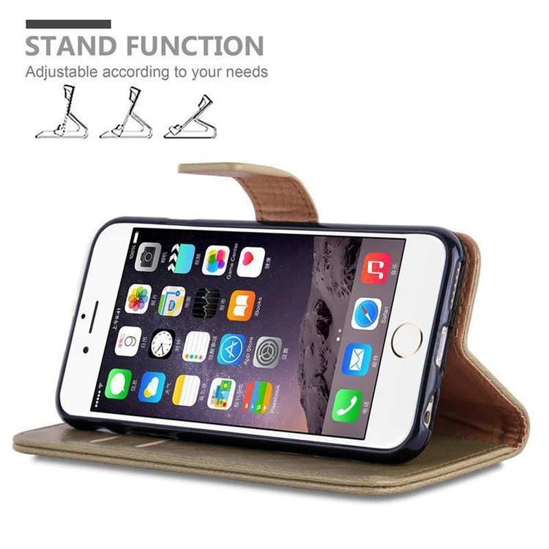 Cadorabo Hülle kompatibel mit Apple iPhone 6 PLUS / 6S PLUS Schutzhülle mit Magnetverschluss, Standfunktion und Kartenfach