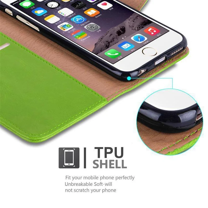 Cadorabo Hülle kompatibel mit Apple iPhone 6 PLUS / 6S PLUS Schutzhülle mit Magnetverschluss, Standfunktion und Kartenfach