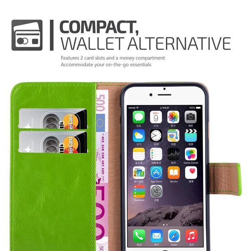 Cadorabo Hülle kompatibel mit Apple iPhone 6 PLUS / 6S PLUS Schutzhülle mit Magnetverschluss, Standfunktion und Kartenfach