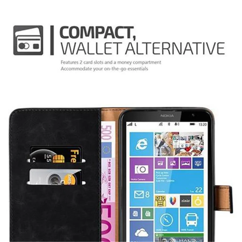 Cadorabo Hülle kompatibel mit Nokia Lumia 1320 Schutzhülle mit Magnetverschluss, Standfunktion und Kartenfach