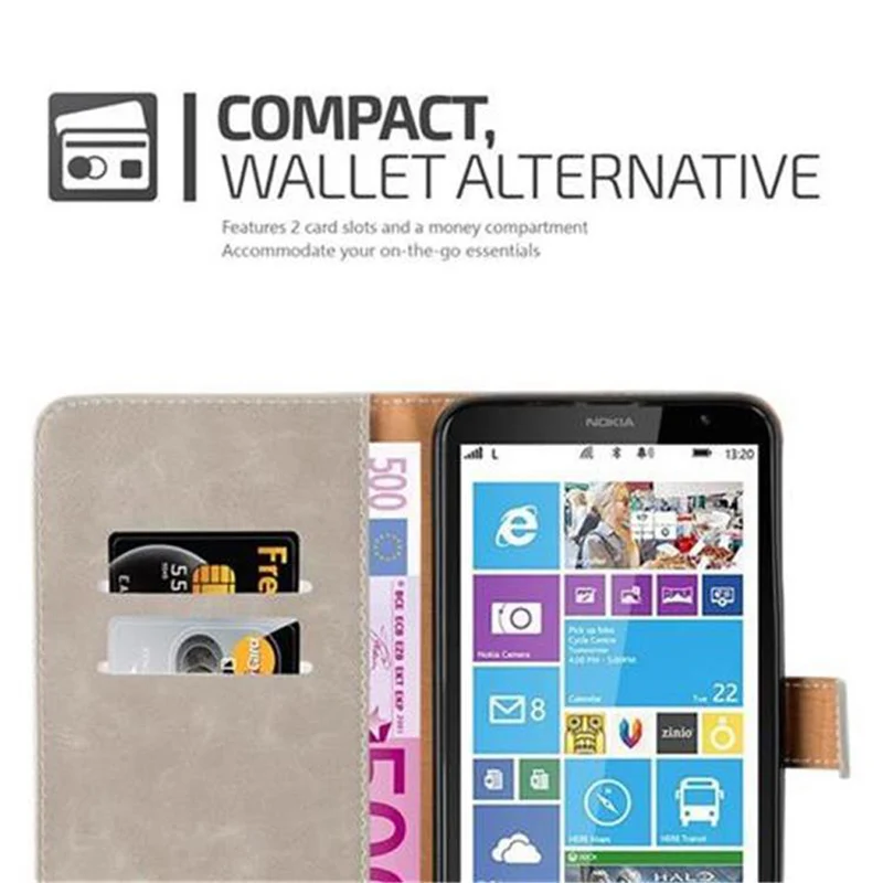 Cadorabo Hülle kompatibel mit Nokia Lumia 1320 Schutzhülle mit Magnetverschluss, Standfunktion und Kartenfach