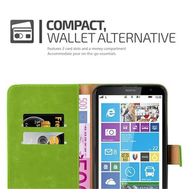 Cadorabo Hülle kompatibel mit Nokia Lumia 1320 Schutzhülle mit Magnetverschluss, Standfunktion und Kartenfach
