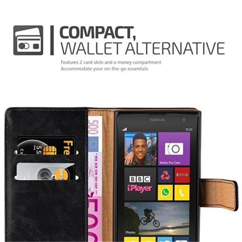 Cadorabo Hülle kompatibel mit Nokia Lumia 1020 Schutzhülle mit Magnetverschluss, Standfunktion und Kartenfach