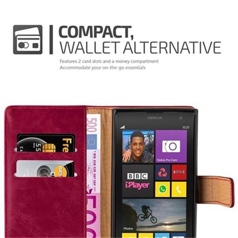Cadorabo Hülle kompatibel mit Nokia Lumia 1020 Schutzhülle mit Magnetverschluss, Standfunktion und Kartenfach