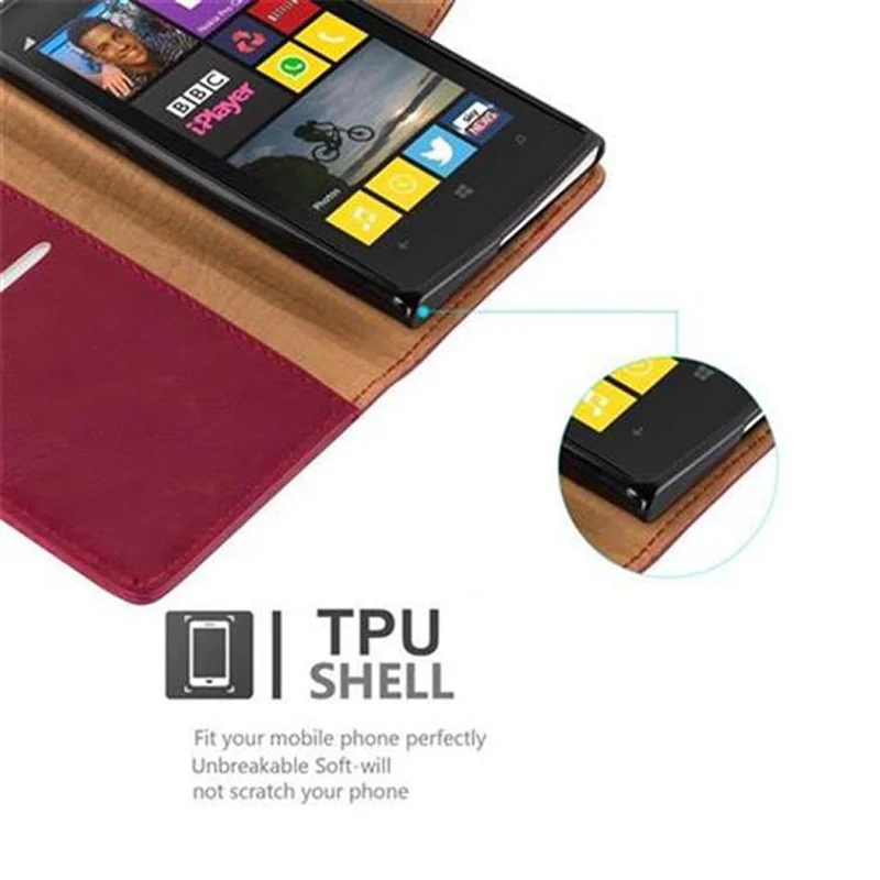Cadorabo Hülle kompatibel mit Nokia Lumia 1020 Schutzhülle mit Magnetverschluss, Standfunktion und Kartenfach