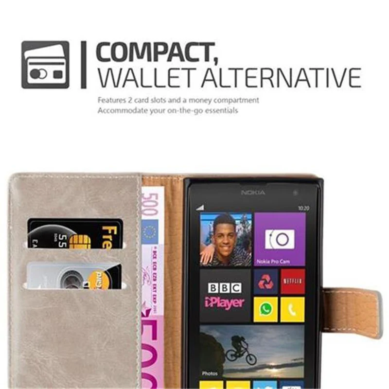 Cadorabo Hülle kompatibel mit Nokia Lumia 1020 Schutzhülle mit Magnetverschluss, Standfunktion und Kartenfach