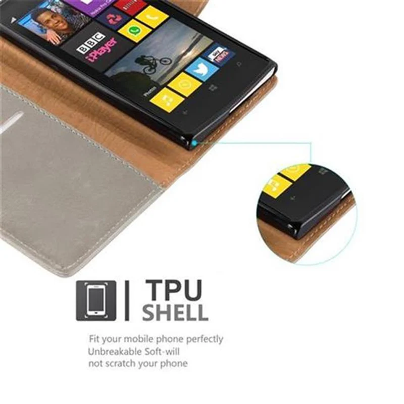Cadorabo Hülle kompatibel mit Nokia Lumia 1020 Schutzhülle mit Magnetverschluss, Standfunktion und Kartenfach