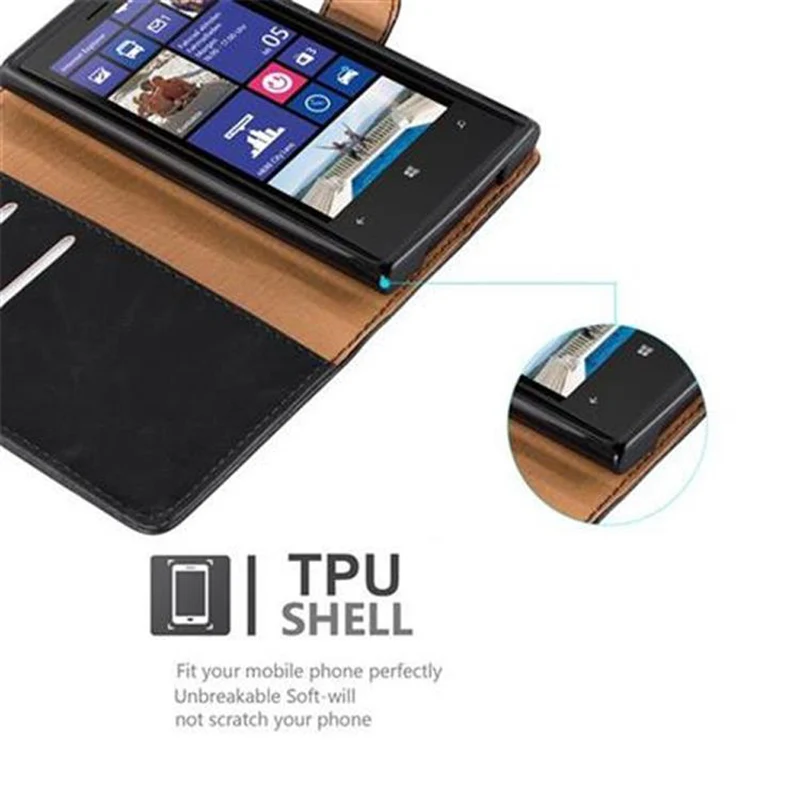 Cadorabo Hülle kompatibel mit Nokia Lumia 920 Schutzhülle mit Magnetverschluss, Standfunktion und Kartenfach