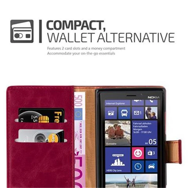 Cadorabo Hülle kompatibel mit Nokia Lumia 920 Schutzhülle mit Magnetverschluss, Standfunktion und Kartenfach