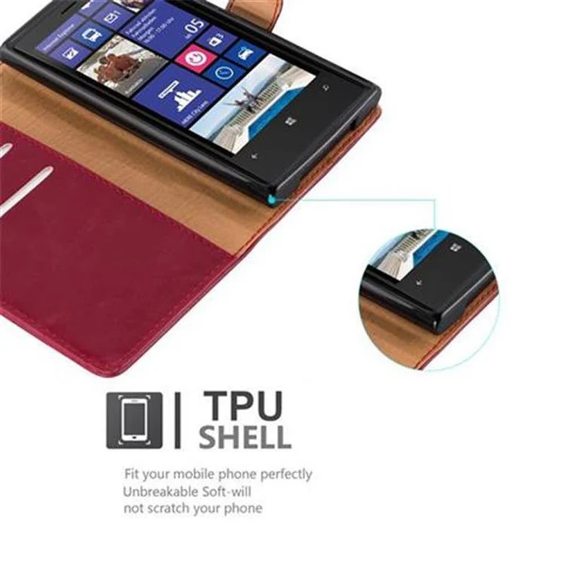 Cadorabo Hülle kompatibel mit Nokia Lumia 920 Schutzhülle mit Magnetverschluss, Standfunktion und Kartenfach