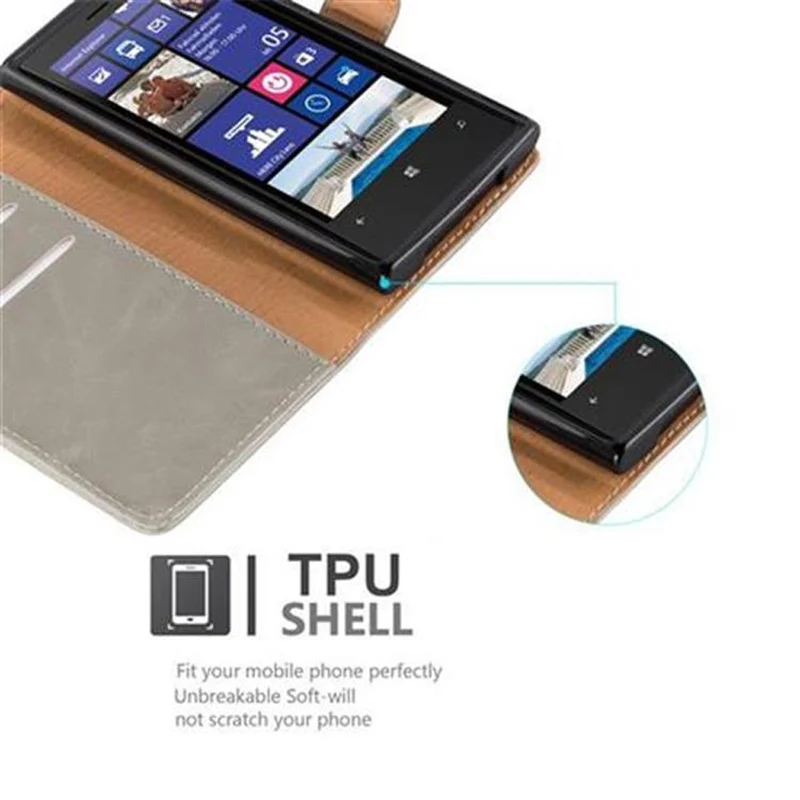 Cadorabo Hülle kompatibel mit Nokia Lumia 920 Schutzhülle mit Magnetverschluss, Standfunktion und Kartenfach