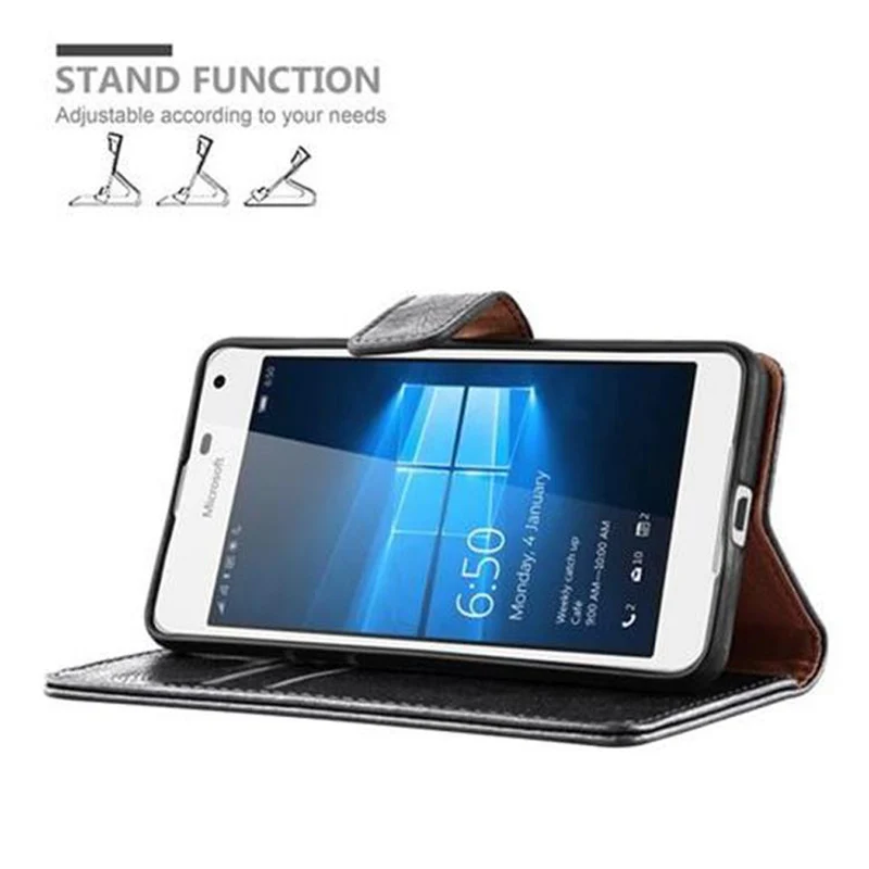 Cadorabo Hülle kompatibel mit Nokia Lumia 650 Schutzhülle mit Magnetverschluss, Standfunktion und Kartenfach