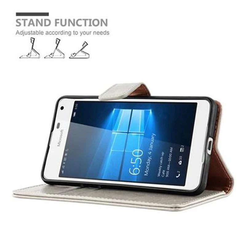 Cadorabo Hülle kompatibel mit Nokia Lumia 650 Schutzhülle mit Magnetverschluss, Standfunktion und Kartenfach