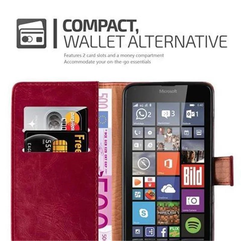 Cadorabo Hülle kompatibel mit Nokia Lumia 640 Schutzhülle mit Magnetverschluss, Standfunktion und Kartenfach