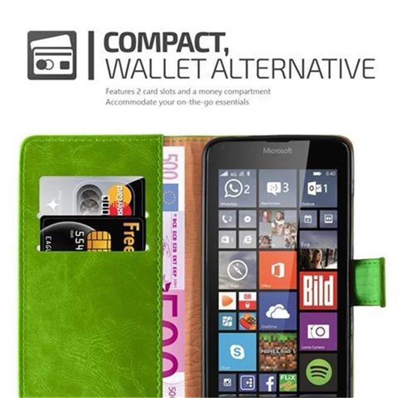 Cadorabo Hülle kompatibel mit Nokia Lumia 640 Schutzhülle mit Magnetverschluss, Standfunktion und Kartenfach