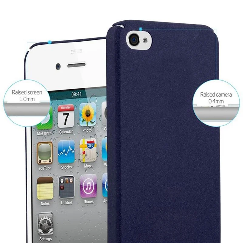 Cadorabo Hülle kompatibel mit Apple iPhone 4 / 4S Hard Case Schutzhülle in Frosted Optik gegen Kratzer und Stöße