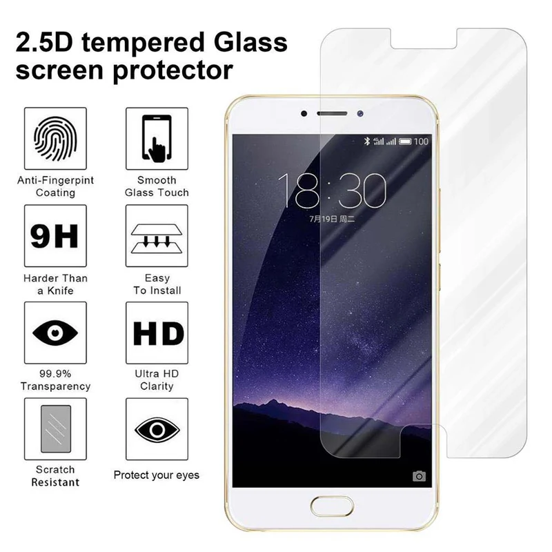 Cadorabo Panzer Folie kompatibel mit MEIZU MX6 - Schutzfolie Gehärtetes (Tempered) Display-Schutzglas in 9H Härte mit 3D Touch Kompatibilität