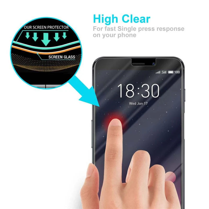 Cadorabo Panzer Folie kompatibel mit MEIZU M6S - Schutzfolie Gehärtetes (Tempered) Display-Schutzglas in 9H Härte mit 3D Touch Kompatibilität