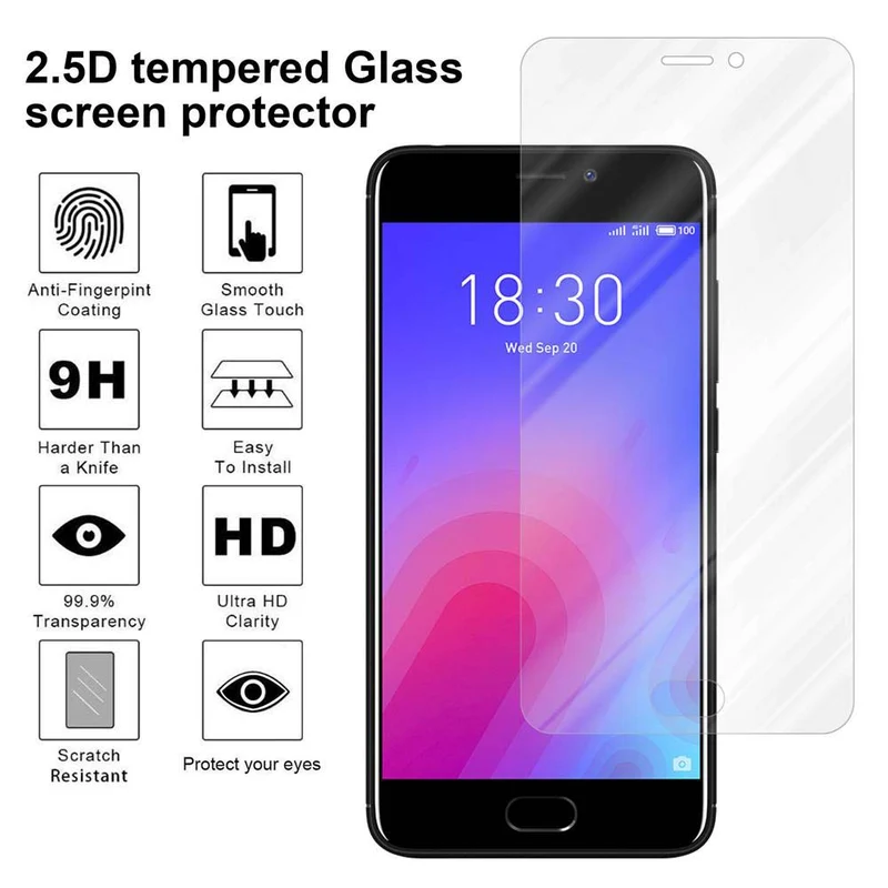 Cadorabo Panzer Folie kompatibel mit MEIZU M6 - Schutzfolie Gehärtetes (Tempered) Display-Schutzglas in 9H Härte mit 3D Touch Kompatibilität