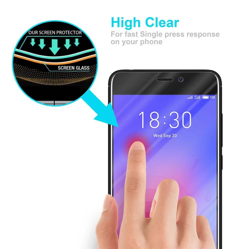 Cadorabo Panzer Folie kompatibel mit MEIZU M6 - Schutzfolie Gehärtetes (Tempered) Display-Schutzglas in 9H Härte mit 3D Touch Kompatibilität