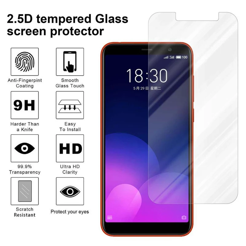Cadorabo Panzer Folie kompatibel mit MEIZU M6T - Schutzfolie Gehärtetes (Tempered) Display-Schutzglas in 9H Härte mit 3D Touch Kompatibilität