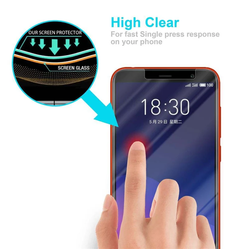 Cadorabo Panzer Folie kompatibel mit MEIZU M6T - Schutzfolie Gehärtetes (Tempered) Display-Schutzglas in 9H Härte mit 3D Touch Kompatibilität