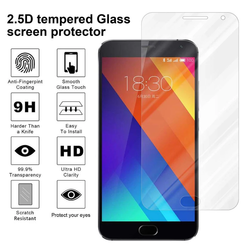 Cadorabo Panzer Folie kompatibel mit MEIZU MX5 - Schutzfolie Gehärtetes (Tempered) Display-Schutzglas in 9H Härte mit 3D Touch Kompatibilität