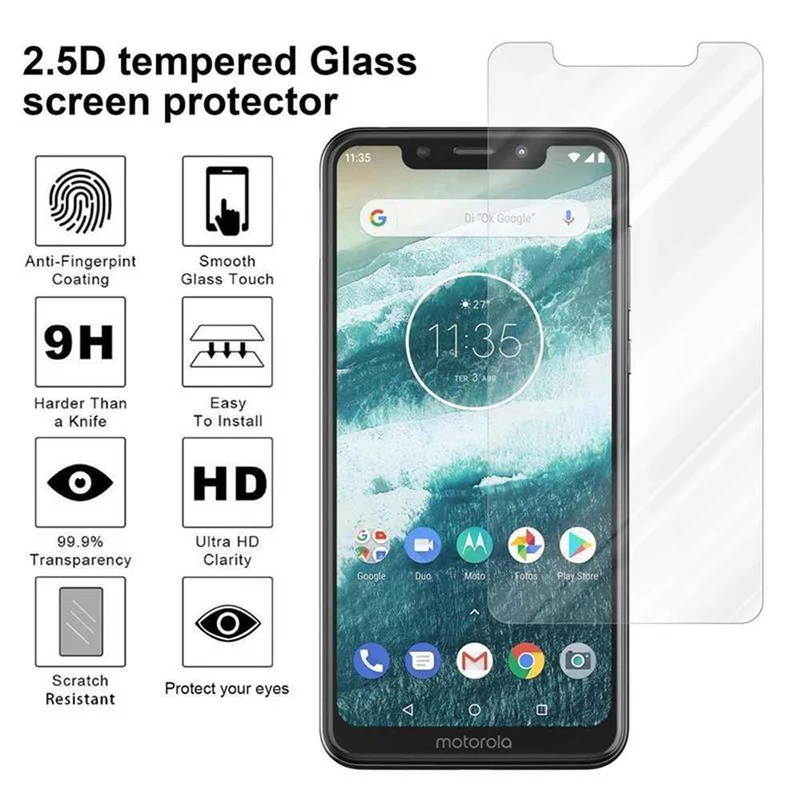 Cadorabo Panzer Folie kompatibel mit Motorola ONE / P30 PLAY - Schutzfolie Gehärtetes (Tempered) Display-Schutzglas in 9H Härte mit 3D Touch Kompatibilität