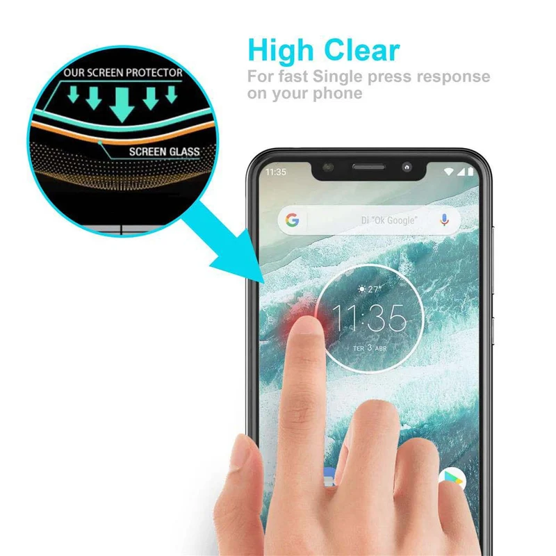 Cadorabo Panzer Folie kompatibel mit Motorola ONE / P30 PLAY - Schutzfolie Gehärtetes (Tempered) Display-Schutzglas in 9H Härte mit 3D Touch Kompatibilität