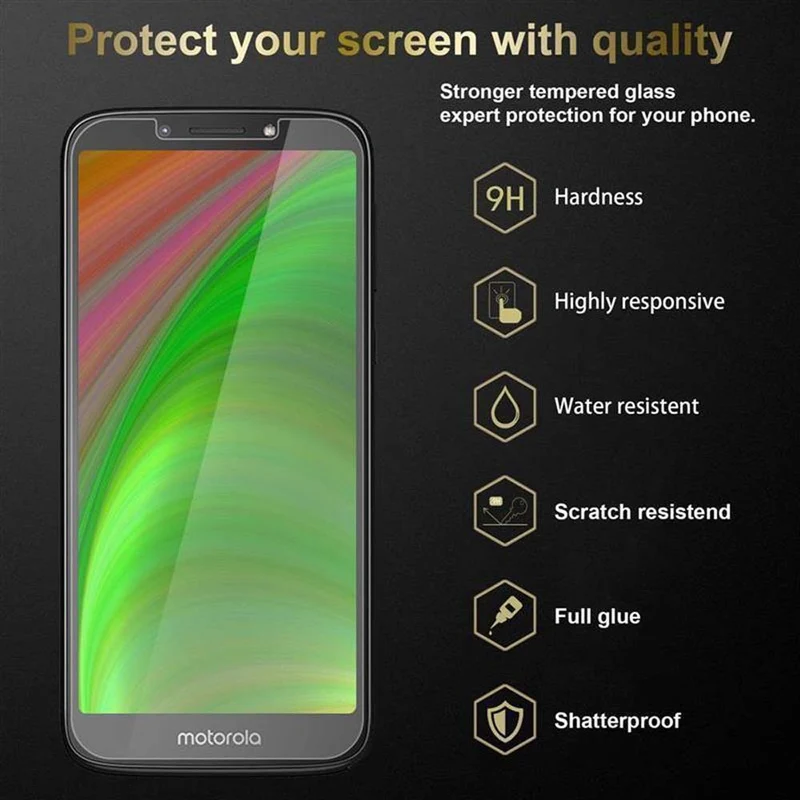 Cadorabo Panzer Folie kompatibel mit Motorola MOTO E5 PLAY - Schutzfolie Gehärtetes (Tempered) Display-Schutzglas in 9H Härte mit 3D Touch Kompatibilität