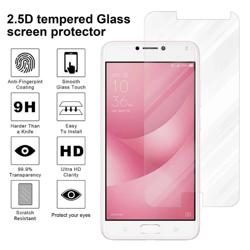 Cadorabo Panzer Folie kompatibel mit Asus ZenFone 4 MAX (5.2 Zoll) - Schutzfolie Gehärtetes (Tempered) Display-Schutzglas in 9H Härte mit 3D Touch Kompatibilität