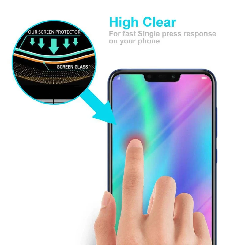 Cadorabo Panzer Folie kompatibel mit Honor 8C - Schutzfolie Gehärtetes (Tempered) Display-Schutzglas in 9H Härte mit 3D Touch Kompatibilität
