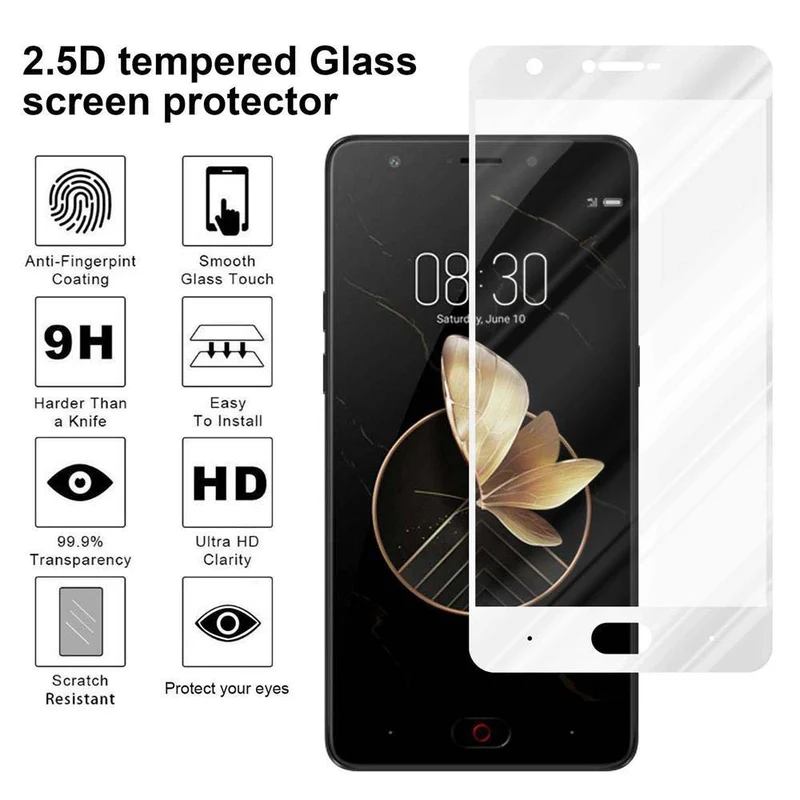 Cadorabo Vollbild Panzer Folie kompatibel mit ZTE Nubia M2 - Schutzfolie Gehärtetes (Tempered) Display-Schutzglas in 9H Härte mit 3D Touch