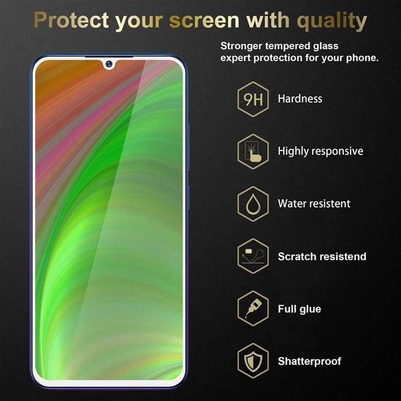 Cadorabo Vollbild Panzer Folie kompatibel mit Vivo V11i - Schutzfolie Gehärtetes (Tempered) Display-Schutzglas in 9H Härte mit 3D Touch