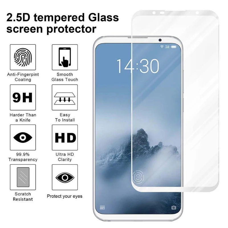 Cadorabo Vollbild Panzer Folie kompatibel mit MEIZU 16TH - Schutzfolie Gehärtetes (Tempered) Display-Schutzglas in 9H Härte mit 3D Touch