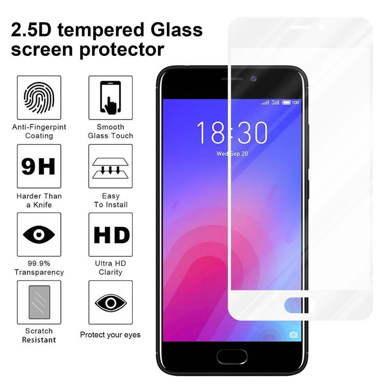 Cadorabo Vollbild Panzer Folie kompatibel mit MEIZU M6 - Schutzfolie Gehärtetes (Tempered) Display-Schutzglas in 9H Härte mit 3D Touch