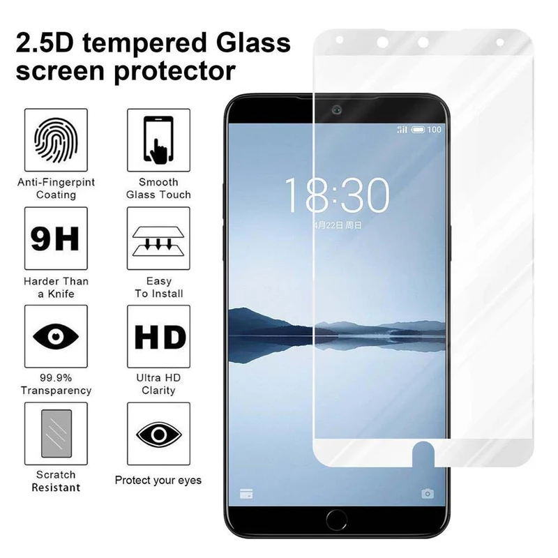 Cadorabo Vollbild Panzer Folie kompatibel mit MEIZU 15 - Schutzfolie Gehärtetes (Tempered) Display-Schutzglas in 9H Härte mit 3D Touch