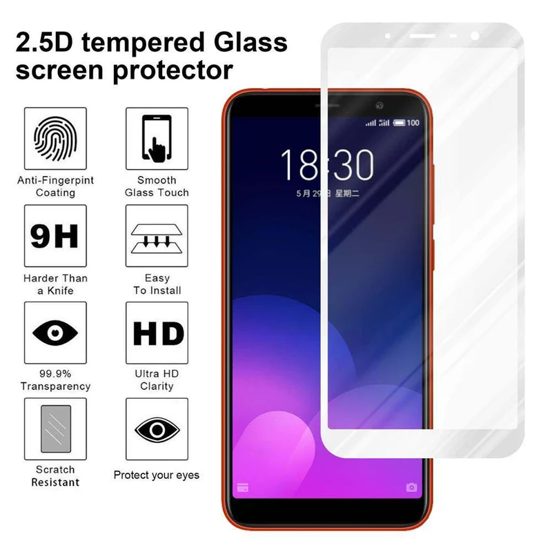 Cadorabo Vollbild Panzer Folie kompatibel mit MEIZU M6T - Schutzfolie Gehärtetes (Tempered) Display-Schutzglas in 9H Härte mit 3D Touch