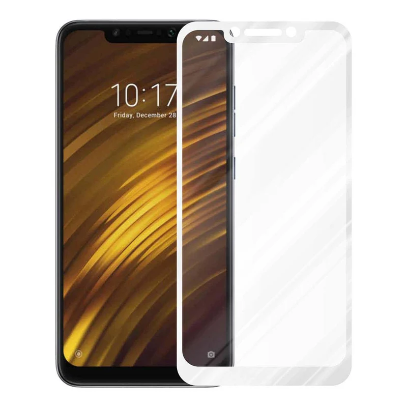 Cadorabo Vollbild Panzer Folie kompatibel mit Xiaomi Pocophone F1 - Schutzfolie Gehärtetes (Tempered) Display-Schutzglas in 9H Härte mit 3D Touch