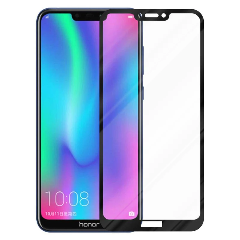 Cadorabo Vollbild Panzer Folie kompatibel mit Honor 8C - Schutzfolie Gehärtetes (Tempered) Display-Schutzglas in 9H Härte mit 3D Touch