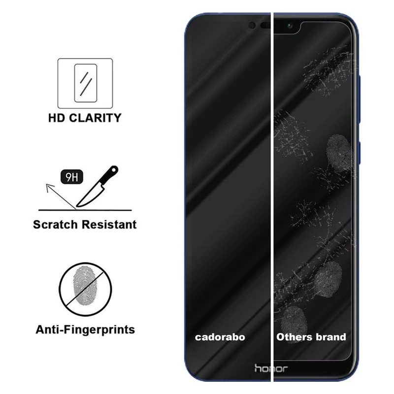 Cadorabo Vollbild Panzer Folie kompatibel mit Honor 8C - Schutzfolie Gehärtetes (Tempered) Display-Schutzglas in 9H Härte mit 3D Touch
