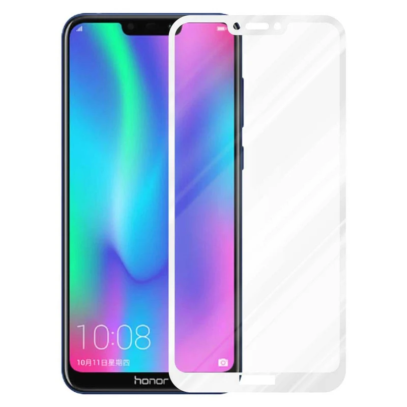 Cadorabo Vollbild Panzer Folie kompatibel mit Honor 8C - Schutzfolie Gehärtetes (Tempered) Display-Schutzglas in 9H Härte mit 3D Touch
