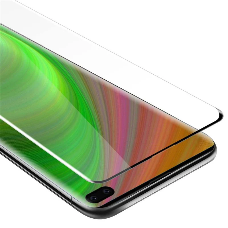 Cadorabo Vollbild Panzer Folie kompatibel mit Samsung Galaxy S10 PLUS - Schutzfolie Gehärtetes (Tempered) Display-Schutzglas in 9H Härte mit 3D Touch