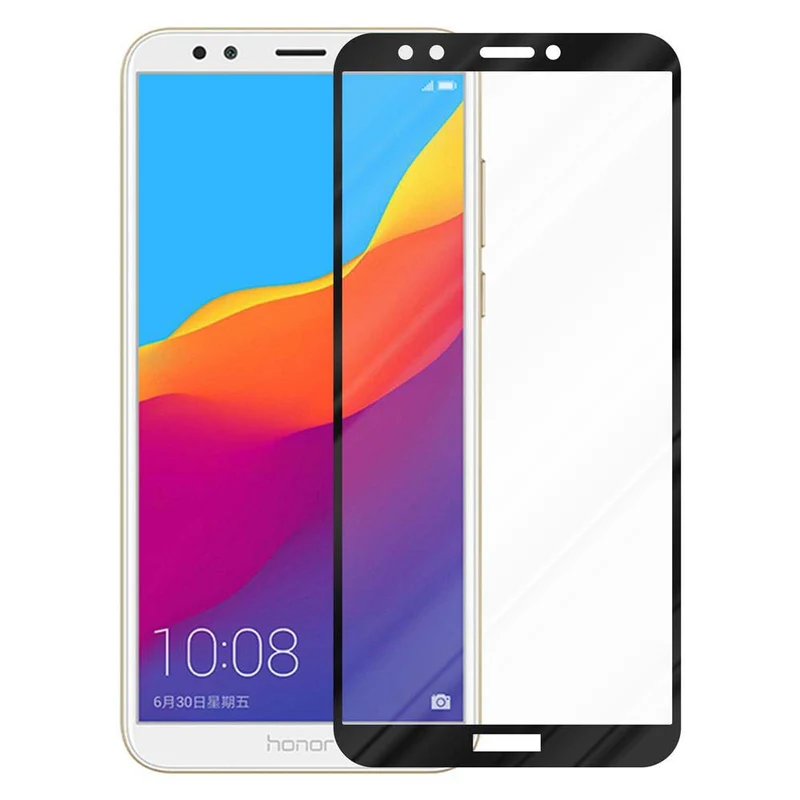 Cadorabo Vollbild Panzer Folie kompatibel mit Honor 7C / Huawei Y7 2018 - Schutzfolie Gehärtetes (Tempered) Display-Schutzglas in 9H Härte mit 3D Touch