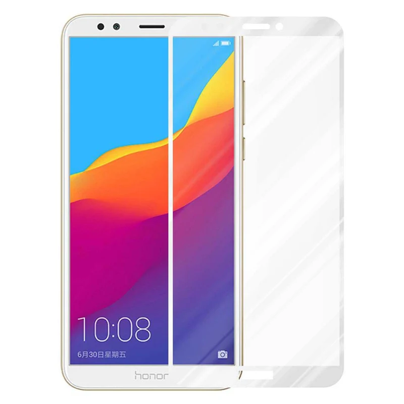 Cadorabo Vollbild Panzer Folie kompatibel mit Honor 7C / Huawei Y7 2018 - Schutzfolie Gehärtetes (Tempered) Display-Schutzglas in 9H Härte mit 3D Touch
