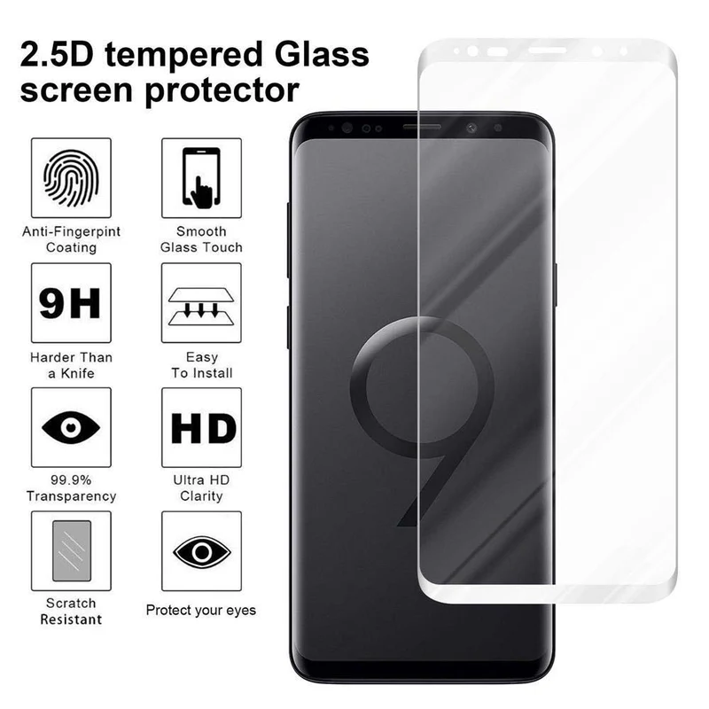 Cadorabo Vollbild Panzer Folie kompatibel mit Samsung Galaxy S9 PLUS - Schutzfolie Gehärtetes (Tempered) Display-Schutzglas in 9H Härte mit 3D Touch