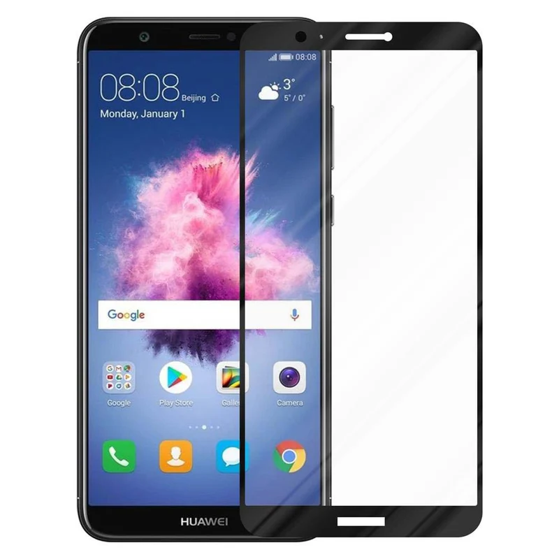 Cadorabo Vollbild Panzer Folie kompatibel mit Huawei P SMART 2018 / Enjoy 7S - Schutzfolie Gehärtetes (Tempered) Display-Schutzglas in 9H Härte mit 3D Touch